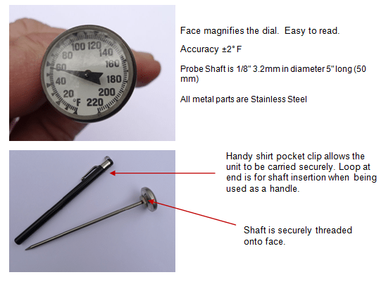 Low Cost Bimetal Probe Thermometer