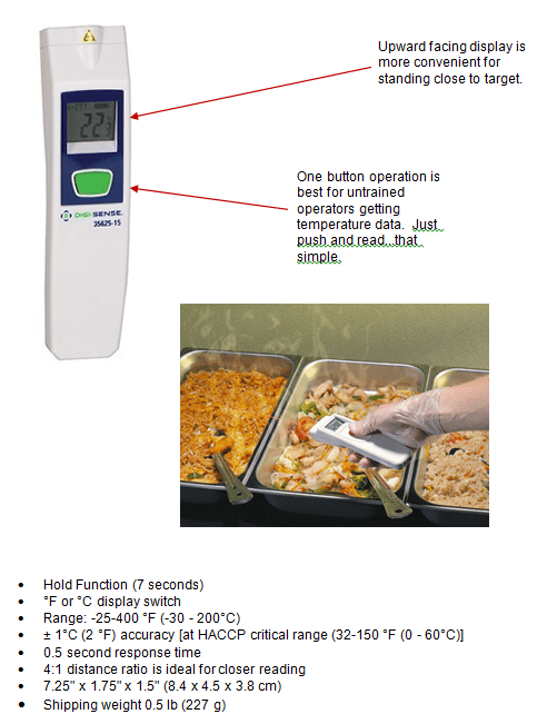 AQA 1515 Food Unit Infrared Thermometer with Display